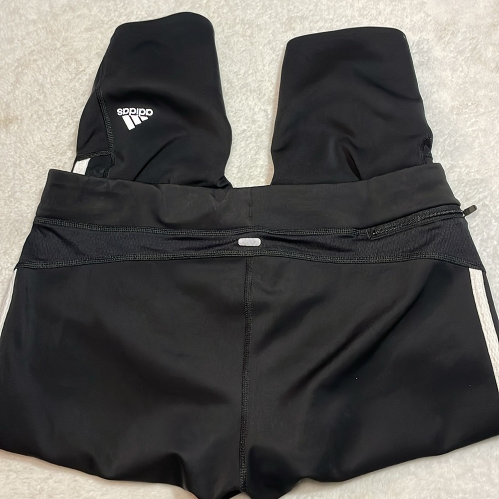 Adidas Black Leggings with White Stripes - Picture 3 of 9